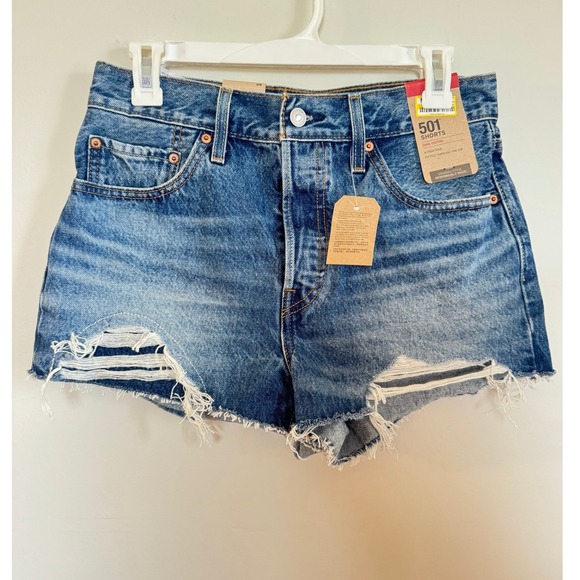 Levi's Pants - Levis 501 Original High Rise Distressed Denim Shorts Medium Wash W28